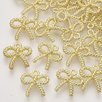 Alloy Charms, Bowknot, Light Gold, 13x13x3mm, Hole: 1.4mm