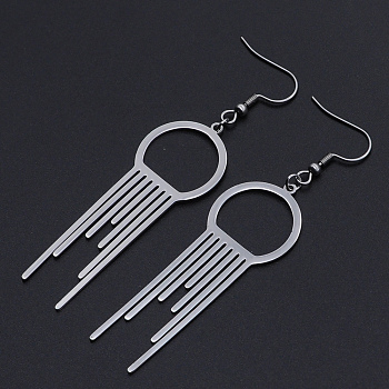 201 Stainless Steel Dangle Earrings, Stainless Steel Color, 78mm, Pin: 0.6mm