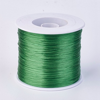 Flat Elastic Crystal String, Elastic Beading Thread, for Stretch Bracelet Making, Green, 0.7mm, about 546.8 yards(500m)/roll