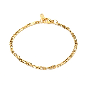 304 Stainless Steel Figaro Chains Bracelet for Men Women, Golden, 7-5/8 inch(19.5cm)