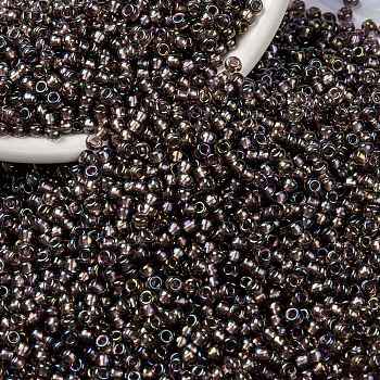 MIYUKI Round Rocailles Beads, Japanese Seed Beads, (RR1836) Sparkling Lined Smoky Amethyst AB, 8/0, 3mm, Hole: 1mm, about 2111~2277pcs/50g