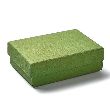 Cardboard Jewelry Set Boxes, with Sponge Inside, Rectangle, Lime Green, 9.15x7.1x3.05cm