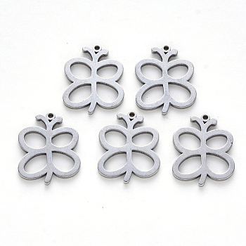 304 Stainless Steel Pendants, Laser Cut, Butterfly, Stainless Steel Color, 17x13x1mm, Hole: 1mm