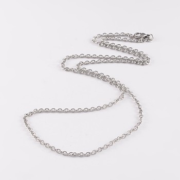 304 Stainless Steel Cable Chain Necklaces, with Lobster Clasps, Stainless Steel Color, 24.2 inch(61.6cm)