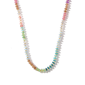 Colorful Rondelle Beades Natural Mixed Beaded Necklaces for Summer Beach Style, 16.54 inch(42cm)