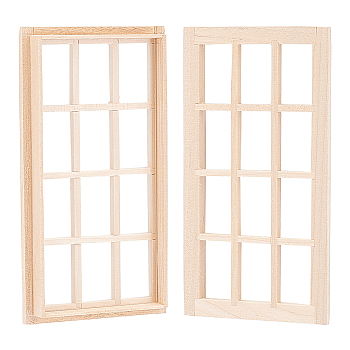 DIY Rectangle Wooden Mini Windows, Miniature Furniture, for Dollhouse Wall Decorations Photographic Props Accessories, Floral White, 13.25x7.1x1.25cm