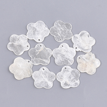 Capiz Shell Pendants, Flower, WhiteSmoke, 19~20x19~20x1mm, Hole: 1mm