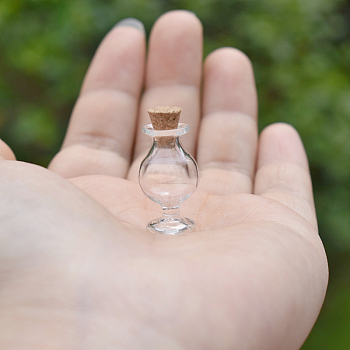 Glass Bottles Ornament, Glass Empty Wishing Bottles, Dollhouses Decorations, Wine Cup with Cork, Clear, 22~26x14mm