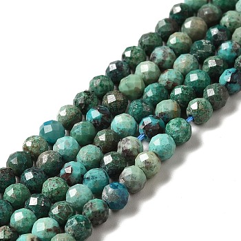 Natural Chrysocolla Beads Strands, Faceted, Round, 4mm, Hole: 0.7mm, about 99pcs/strand, 15.55''(39.5cm)