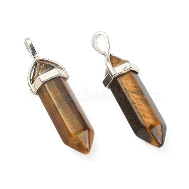 2Pcs Natural Tiger Eye Double Terminated Pointed Pendants(G-YW0002-05A)-3