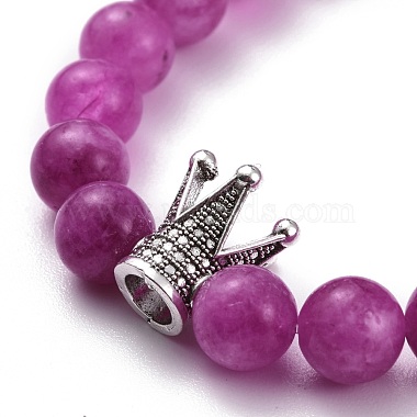 Dyed Natural Chalcedony Round Beads Stretch Bracelets Set for Girl Women(BJEW-JB07058)-8