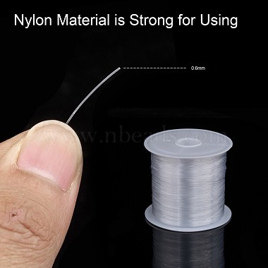 0.6mm White Tone Beading Nylon Wire Fishing Line Wire(X-NWIR-R0.6MM)-2