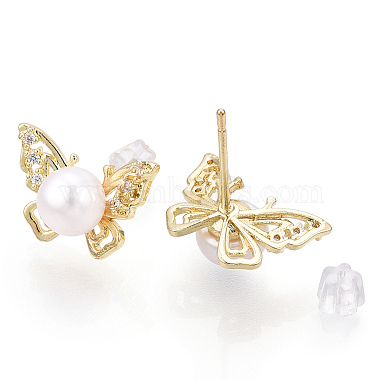 Creamy White Butterfly Pearl Stud Earrings