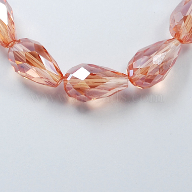 6mm LightSalmon Drop Electroplate Glass Beads
