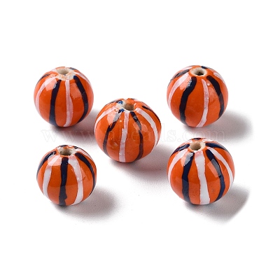 Orange Round Porcelain Beads