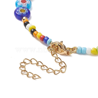 Natural Pearl & Millefiori & Seed Glass Beaded Necklace for Women(NJEW-JN04160)-6