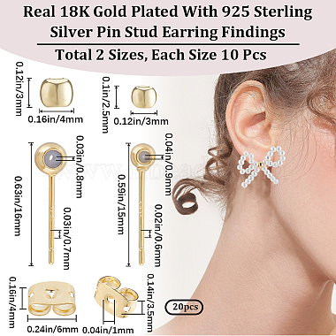 20Pcs 2 Style Brass Stud Earring Findings(EJEW-BBC0001-24G)-2