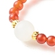 Natural Carnelian Round Beaded Stretch Ring with Moonstone(RJEW-JR00440-01)-5