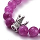 Dyed Natural Chalcedony Round Beads Stretch Bracelets Set for Girl Women(BJEW-JB07058)-8