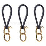 3Pcs Cowhide Keychains, with Alloy Clasps & Iron Split Key Rings, Antique Bronze, 132~135mm(KEYC-FH0001-79)