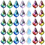 35Pcs 7 Colors Electroplated Glass Pendants, Silver Plated Bottom, Faceted, Maple Leaf, Mixed Color, 16x11x5mm, Hole: 1.2mm, 5pcs/color(FIND-YW0005-99)