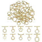 40Pcs 10 Styles Alloy Toggle Clasps, Mixed Shapes, Golden, Ring: 12.5~18x11~14x1.5~3mm, Hole: 1.4~2.5mm, Bar: 4.5~7.5x14~22x1.5~3mm, Hole: 1.4~2.5mm, 4pcs/style(FIND-ME0002-90)