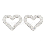 Handmade Polymer Clay Rhinestone Linking Rings, Heart, White, 55.5x66.5x11mm(CLAY-H009-04A)