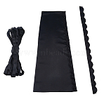 Bridal Dress Zipper Replacement, Adjustable Fit Satin Corset Back Kit, for Wedding Dress Accessories, Black, 390x147~253x3mm(AJEW-WH0609-837A-02)