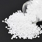 TOHO 8/0 Round Beads, Japanese Seed Beads, (41F) Opaque Frost White, 3mm, Hole: 1mm, about 1110pcs/50g(SEED-XTR08-0041F)