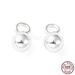 925 Sterling Silver Pendants, Round Charm, Silver, 5.5x3mm, Hole: 1.4mm(STER-K174-03A-S)