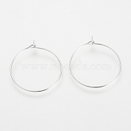 Brass Hoop Earrings, Ring, Platinum, 34x30x0.5mm, 24 Gauge, about 1000pcs/bag(KK-S327-11P)