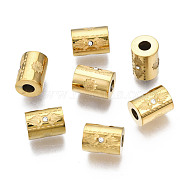 316 Surgical Stainless Steel Beads, with Crystal Rhinestone, Column, Real 14K Gold Plated, 8x6mm, Hole: 1.8mm(X-STAS-N097-072LG)