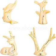 FINGERINSPIRE 4Pcs 4 Styles Porcelain Dolphin Home Display Decorations, Mixed Shapes, Gold, 1pc/style(DJEW-FG0001-13)