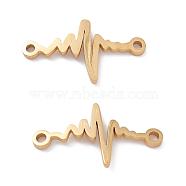304 Stainless Steel Links Connectors, Laser Cut, Heartbeat, for Valentine's Day, Golden, 11x20x1mm, Hole: 1.5mm(STAS-O128-06G)