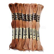 8 Skeins 8 Colors 6-Ply Polyester Embroidery Floss, Cross Stitch Threads, Gradient Color, Coconut Brown, 0.5mm, about 8.75 Yards(8m)/Skein, 8 colors, 1 skein/color, 8 skeins/set(OCOR-M009-01A-02)