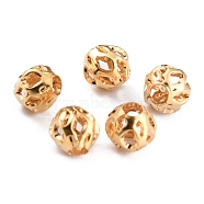Long-Lasting Hollowed Plated Brass Beads, Filigree Beads, Real 24K Gold Plated, 4x3.5mm, Hole: 1.2mm(KK-O133-003A-G)