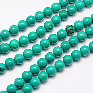 Natural Howlite Beads Strand, Round, Dyed & Heated, Turquoise, 8mm, Hole: 1mm, about 51pcs/strand, 15.35 inch(X-TURQ-G096-8mm)