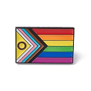 Rainbow Color Pride Flag Rectangle Enamel Pin, Electrophoresis Black Alloy Brooch for Backpack Clothes, Electrophoresis Black, 18x28x1.5mm(JEWB-G019-02EB)