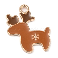 Alloy Enamel Pendants, Christmas Theme, Light Gold, Deer, 20x16x1.5mm, Hole: 1.8mm(ENAM-Z003-01C-KCG)