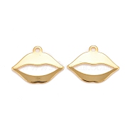 201 Stainless Steel Pendants, Lip, Real 24k Gold Plated, 13x17.5x1mm, Hole: 1.5mm(STAS-K217-25G)