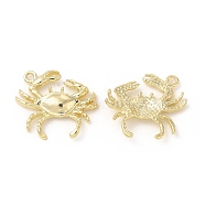 Rack Plating Alloy Pendants, Cadmium Free & Lead Free, Crab Charms, Light Gold, 20.5x18.5x2.5mm, Hole: 1.5mm(FIND-G044-18LG)