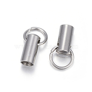 201 Stainless Steel Cord Ends, End Caps, Column, Stainless Steel Color, 10x5mm, Hole: 6mm, about 4mm inner diameter(STAS-E120-02-4mm)