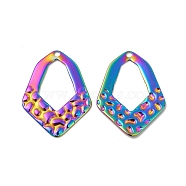 Ion Plating(IP) 304 Stainless Steel Pendants, Quadrilateral Charm, Rainbow Color, 28x21x1.5mm, Hole: 1.8mm(STAS-I671-18MC)