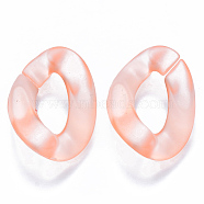 Transparent Acrylic Linking Rings, Quick Link Connectors, for Curb Chains Making, Frosted, Twist, Light Salmon, 30x21x6mm, Inner Diameter: 16x8mm(OACR-S036-001B-K05)