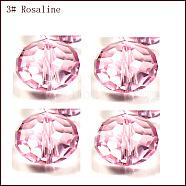 Imitation Austrian Crystal Beads, Grade AAA, Faceted, Rondelle, Pink, 6x4mm, Hole: 0.7~0.9mm(SWAR-F068-4x6mm-03)