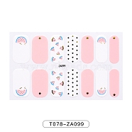 Fruit Floral Leopard Print Full Wrap Nail Polish Stickers, Self-Adhesive Glitter Powder Nail Decal Strips, with Free Manicure Buffer Files, Pink, 25x8.5~15mm, 14pcs/sheet(MRMJ-T078-ZA099)