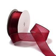 20 Yards Polyester Ribbon, for Gift Wrapping, Dark Red, 1 inch(25mm), about 20.00 Yards(18.29m)/Roll(OCOR-Z005-02B)