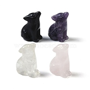 Natural Mixed Gemstone Carved Dog Figurines, for Home Office Desktop Feng Shui Ornament, 21~22x13~16x30~31mm(DJEW-M015-11)