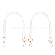 Imitation Leather Bag Handles, with Alloy Swivel Clasp, White, 47x1.85x0.3cm(PURS-WH0005-10G-02)