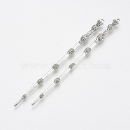 Tibetan Style Alloy Hair Stick Findings, Cadmium Free & Nickel Free & Lead Free, Antique Silver, 127.5x7mm(TIBE-Q083-001AS-NR)